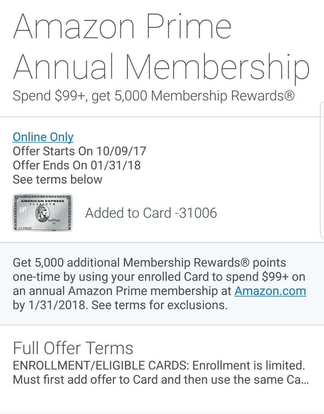 Amazon Prime AMEX Offer 使用介绍 美国信用卡 101